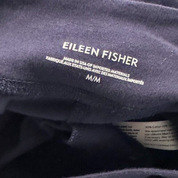 Eileen Fisher Cotton Jersey Yoga Pants Navy Size M Pull-On - Picture 3 of 6